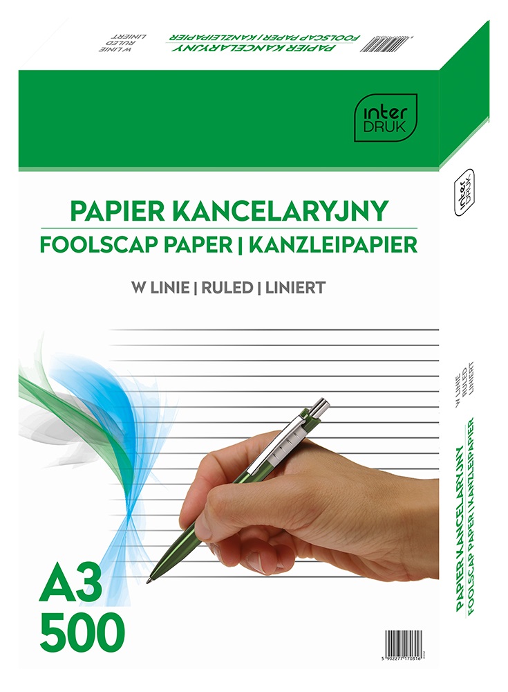 Papier kancelaryjny w linie  A3, 500 kartek, Interdruk